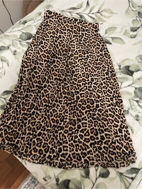 H&M Leopard-Print Midi Skirt in Tan and Black